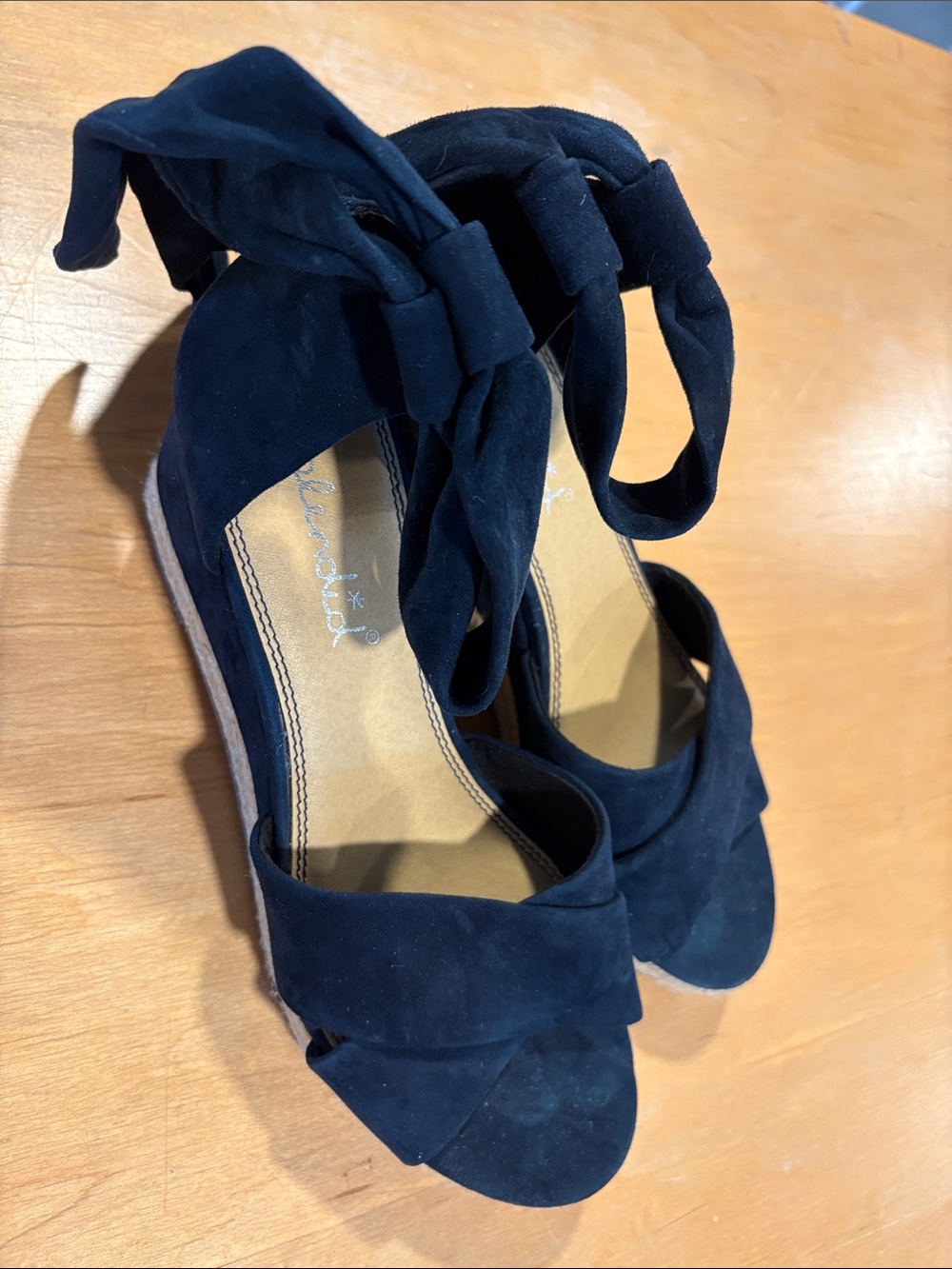 Splendid ~ Navy Suede Ankle-Tie Wedges Heels